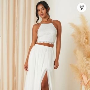 Midnight Memories White Lace Two-Piece Maxi Dress